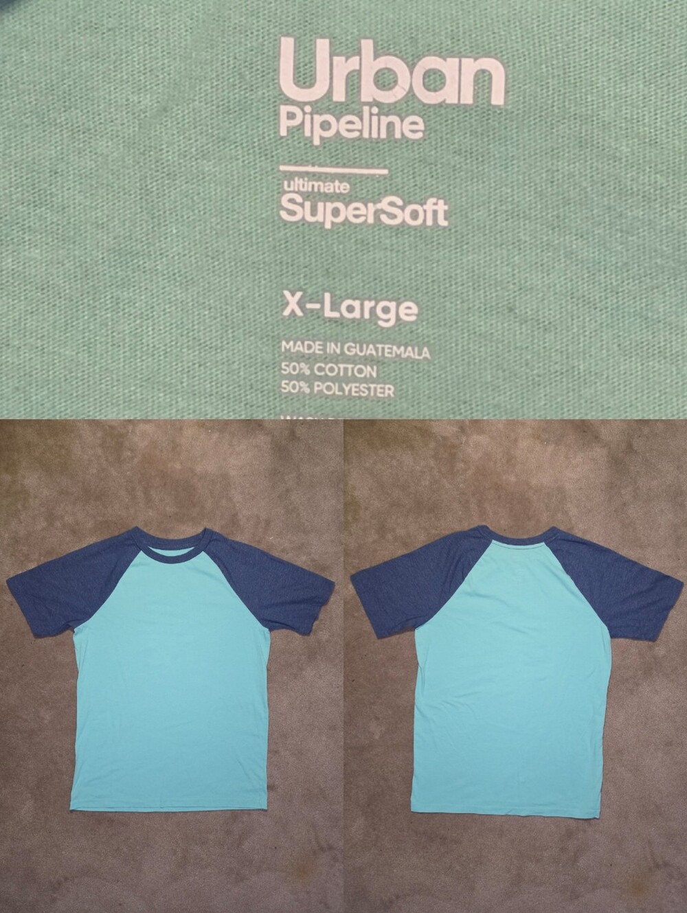 Kids Auqa & Blue Urban Pipeline Baseball Style Tee Sz XL 16